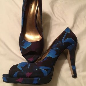 Nine West Floral Peeptoe Heels